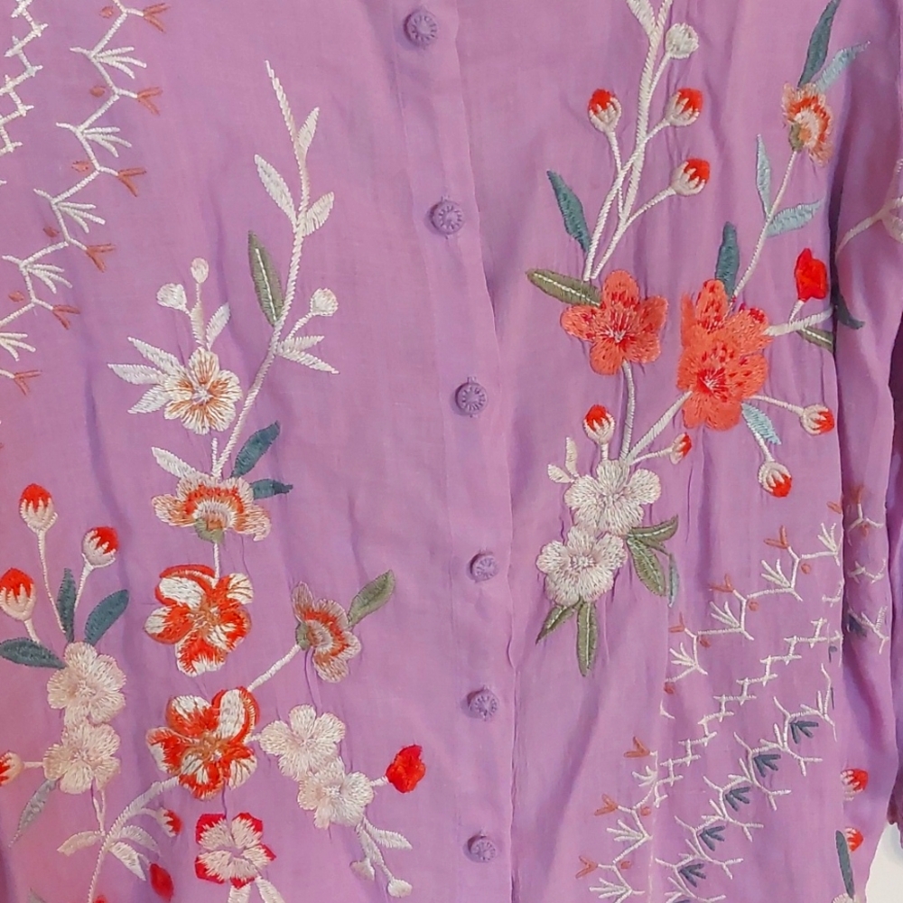 Johnny Was Workshop Kimono Sleeve Blouse - Picture 4 of 9